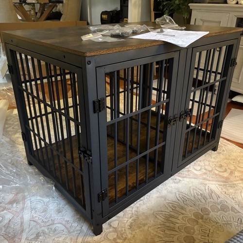 Spacious double dog crate with - double,