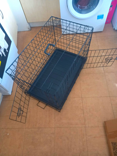 Black metal wire - folding, dog
