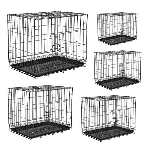 Black metal dog crate - crate, cage
