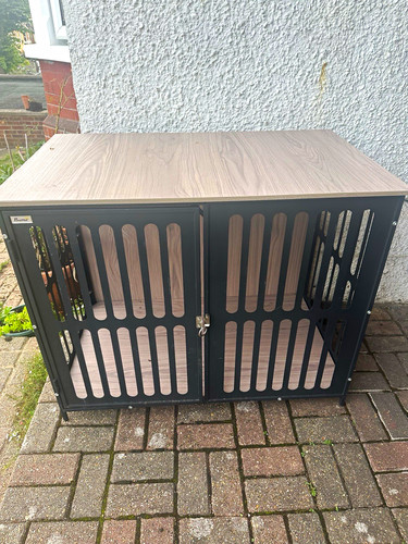 Pawhut double wooden dog cage - wooden,