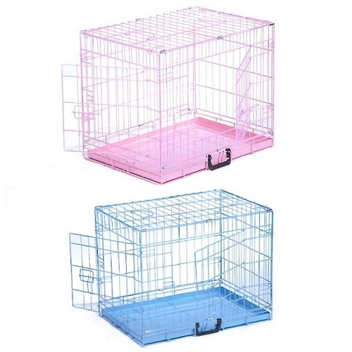 Dog cage pink blue - cage, pink,